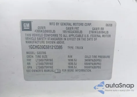 2008 Chevrolet Express Work Van из США, поврежденный, VIN 1GCHG39C681212386